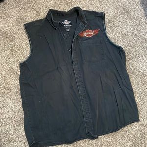 Mens XL Harley Davidson button up sleeveless